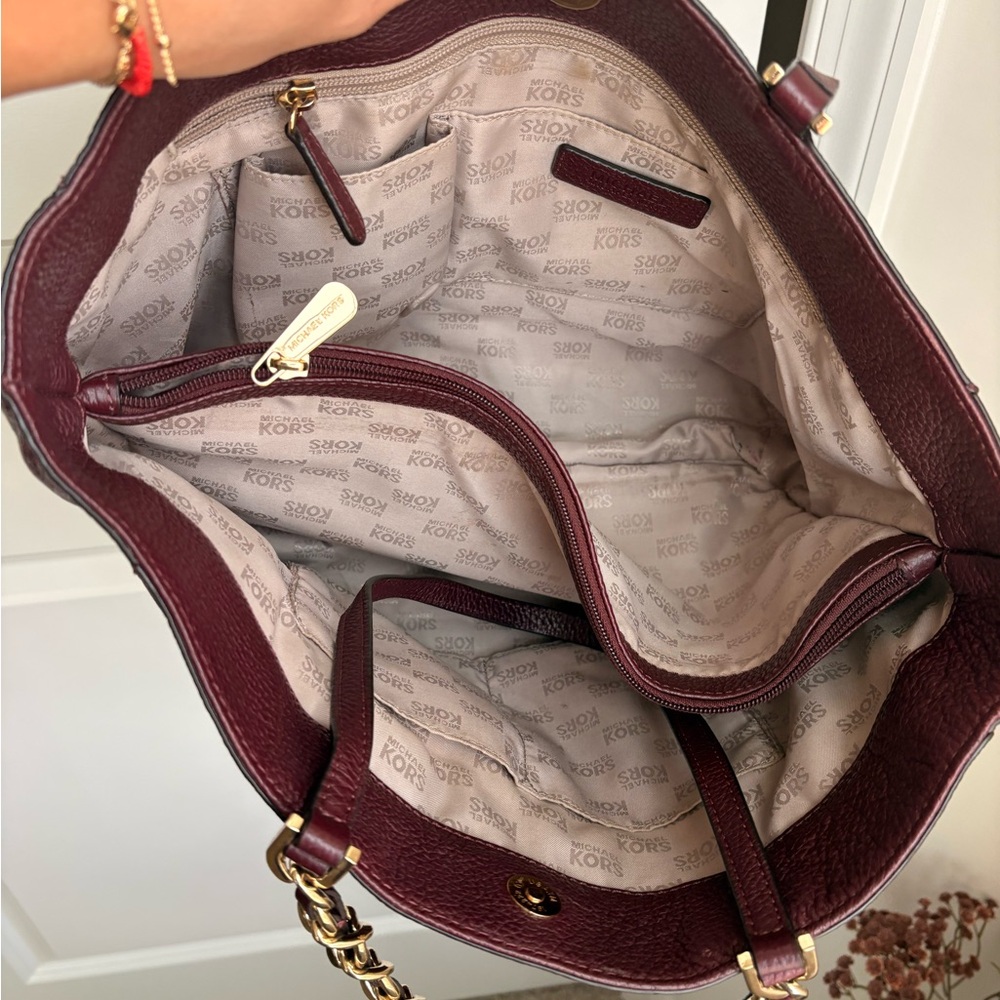 Michael Kors Dark Red Leather Tote - Picture 2 of 9